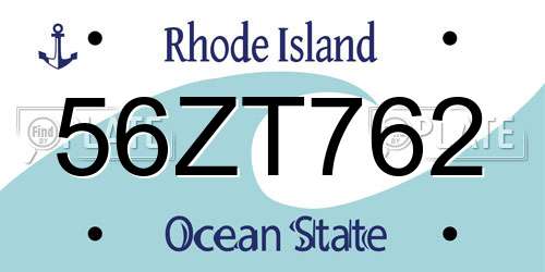 56ZT762 Rhode Island License Plate