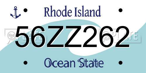 56ZZ262 Rhode Island License Plate