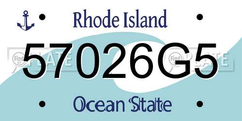 57026G5 Rhode Island License Plate