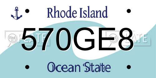 570GE8 Rhode Island License Plate