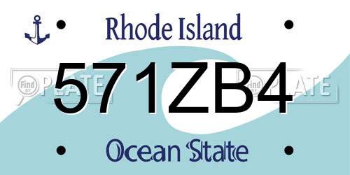 571ZB4 Rhode Island License Plate