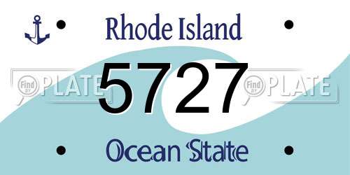 5727 Rhode Island License Plate