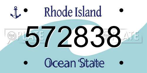 572838 Rhode Island License Plate