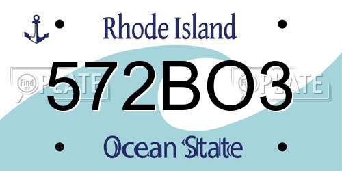 572BO3 Rhode Island License Plate