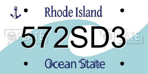 572SD3 Rhode Island License Plate