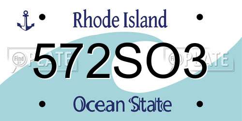 572SO3 Rhode Island License Plate