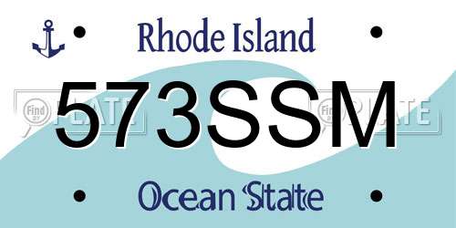 573SSM Rhode Island License Plate