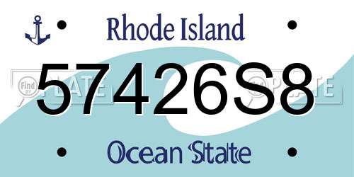 57426S8 Rhode Island License Plate