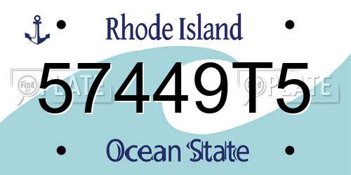 57449T5 Rhode Island License Plate