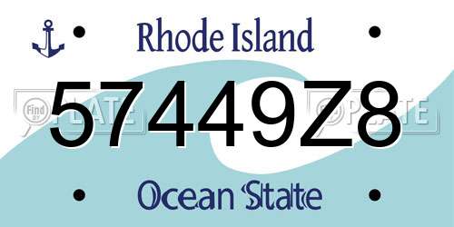 57449Z8 Rhode Island License Plate