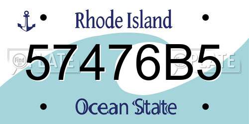 57476B5 Rhode Island License Plate