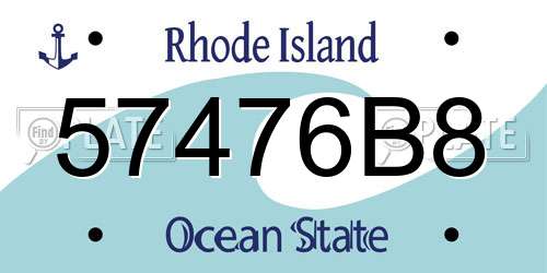 57476B8 Rhode Island License Plate