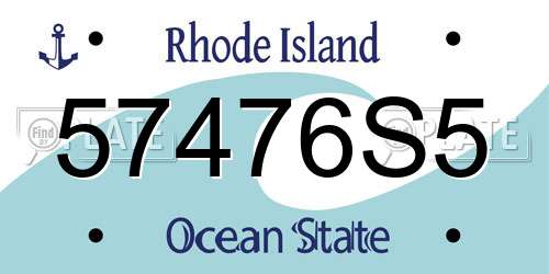 57476S5 Rhode Island License Plate