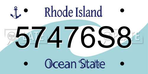 57476S8 Rhode Island License Plate