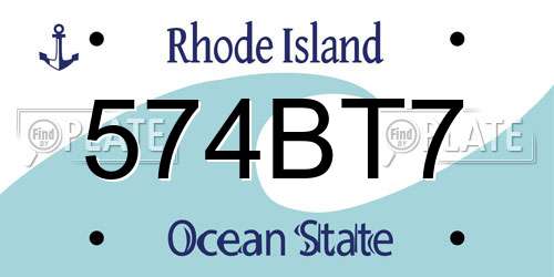 574BT7 Rhode Island License Plate