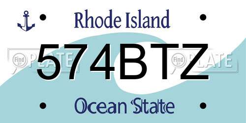 574BTZ Rhode Island License Plate
