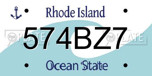 574BZ7 Rhode Island License Plate