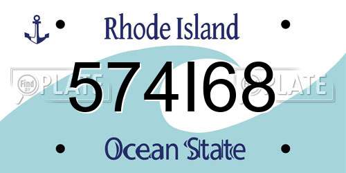 574I68 Rhode Island License Plate