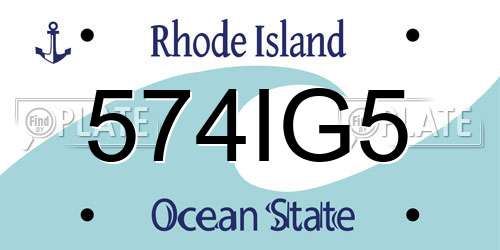 574IG5 Rhode Island License Plate