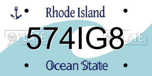 574IG8 Rhode Island License Plate