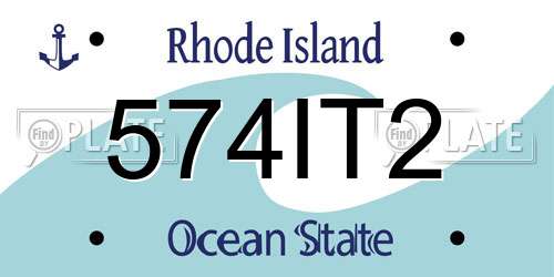 574IT2 Rhode Island License Plate