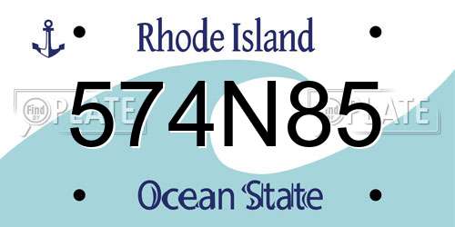 574N85 Rhode Island License Plate