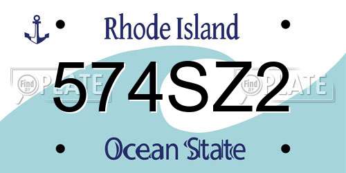 574SZ2 Rhode Island License Plate