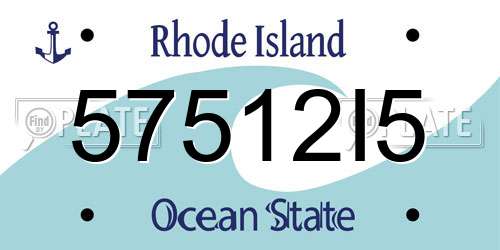 57512I5 Rhode Island License Plate