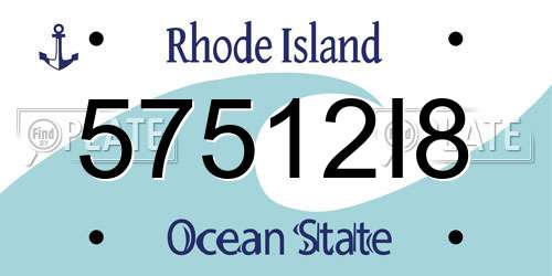 57512I8 Rhode Island License Plate