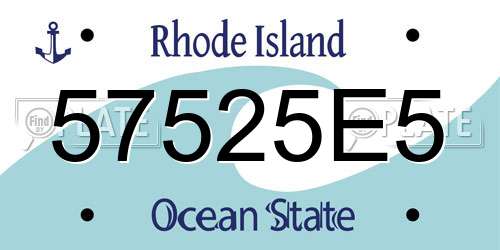 57525E5 Rhode Island License Plate