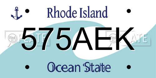 575AEK Rhode Island License Plate
