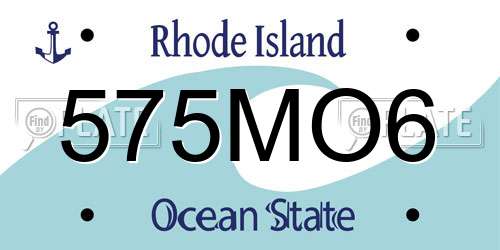 575MO6 Rhode Island License Plate