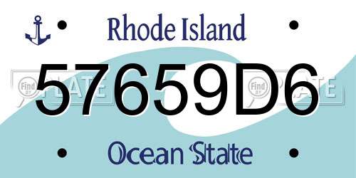 57659D6 Rhode Island License Plate