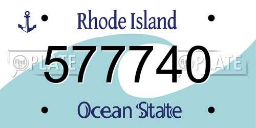 577740 Rhode Island License Plate