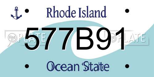 577B91 Rhode Island License Plate