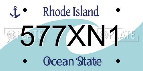 577XN1 Rhode Island License Plate