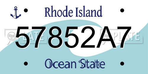 57852A7 Rhode Island License Plate