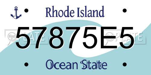 57875E5 Rhode Island License Plate