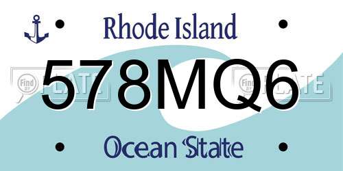578MQ6 Rhode Island License Plate