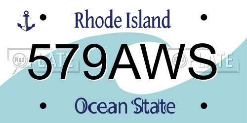 579AWS Rhode Island License Plate