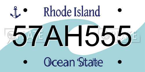 57AH555 Rhode Island License Plate