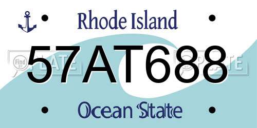 57AT688 Rhode Island License Plate