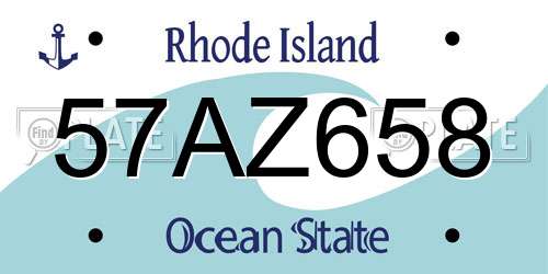 57AZ658 Rhode Island License Plate