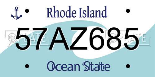 57AZ685 Rhode Island License Plate
