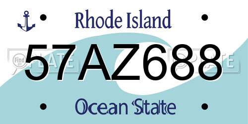 57AZ688 Rhode Island License Plate
