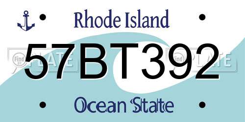 57BT392 Rhode Island License Plate