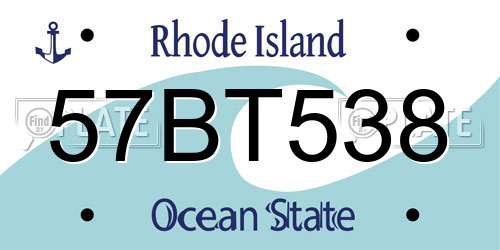 57BT538 Rhode Island License Plate