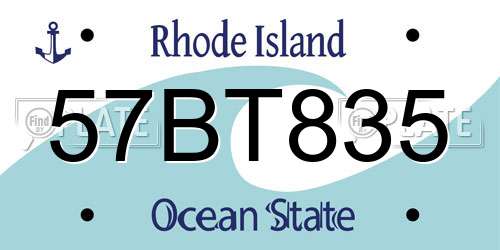 57BT835 Rhode Island License Plate