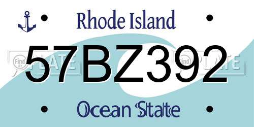 57BZ392 Rhode Island License Plate
