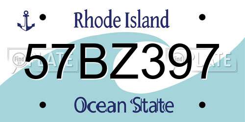 57BZ397 Rhode Island License Plate